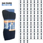 240 PAIRS MEN COTTON DIABETIC CREW SOCKS BLACK SIZE (9-11)