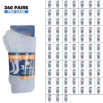 240 PAIRS MEN COTTON DIABETIC CREW SOCKS GREY SIZE 10-13