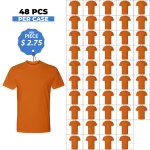 Cotton-Rich Crew Neck T-Shirts Orange – 48 PCS Wholesale Case