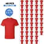 Cotton-Rich Crew Neck T-Shirts Red – 48 PCS Wholesale Case