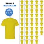 Cotton-Rich Crew Neck T-Shirts Yellow – 48 PCS Wholesale Case