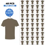 Cotton-Rich Crew Neck T-Shirts Light-Brown – 48 PCS Wholesale Case