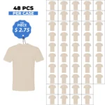 Cotton-Rich Crew Neck T-Shirts Ecru – 48 PCS Wholesale Case