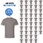 Cotton-Rich Crew Neck T-Shirts Silver GREY – 48 PCS Wholesale Case