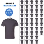 Cotton-Rich Crew Neck T-Shirts Charcoal – 48 PCS Wholesale Case