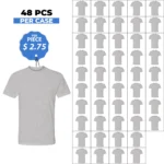 Cotton-Rich Crew Neck T-Shirts HTR. GREY – 48 PCS Wholesale Case