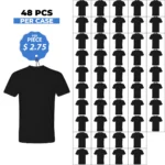Cotton-Rich Crew Neck T-Shirts Black – 48 PCS Wholesale Case