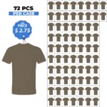 Cotton-Rich Crew Neck T-Shirts LT Brown – 72 PCS Wholesale Case