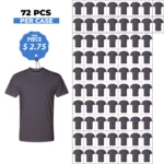 Cotton-Rich Crew Neck T-Shirts Charcoal – 72 PCS Assorted Sizes Wholesale Case