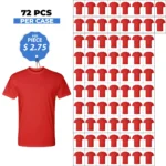 Cotton-Rich Crew Neck T-Shirts Red – 72 PCS Assorted Sizes Wholesale Case