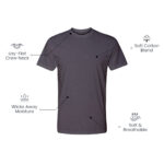 Cotton-Rich Crew Neck T-Shirts Charcoal – 48 PCS Wholesale Case - Image 3