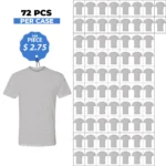 Cotton-Rich Crew Neck T-Shirts HTR. GREY – 72 PCS Assorted Sizes Wholesale Case