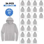 Unisex Premium HTR. Gray Hoodies – 24 PCS Case