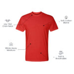Cotton-Rich Crew Neck T-Shirts Red – 48 PCS Wholesale Case - Image 3