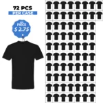 Cotton-Rich Crew Neck T-Shirts Black – 72 PCS Assorted Sizes Wholesale Case