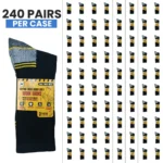 240 PAIRS CREW WORK SOCKS YELLOW LINE BLACK/GREY SIZE (10-13)