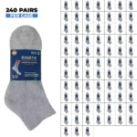 240 PAIRS MEN COTTON DIABETIC QUARTER SOCKS GREY SIZE 10-13