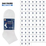 240 PAIRS MEN COTTON DIABETIC QUARTER SOCKS WHITE SIZE 10-13