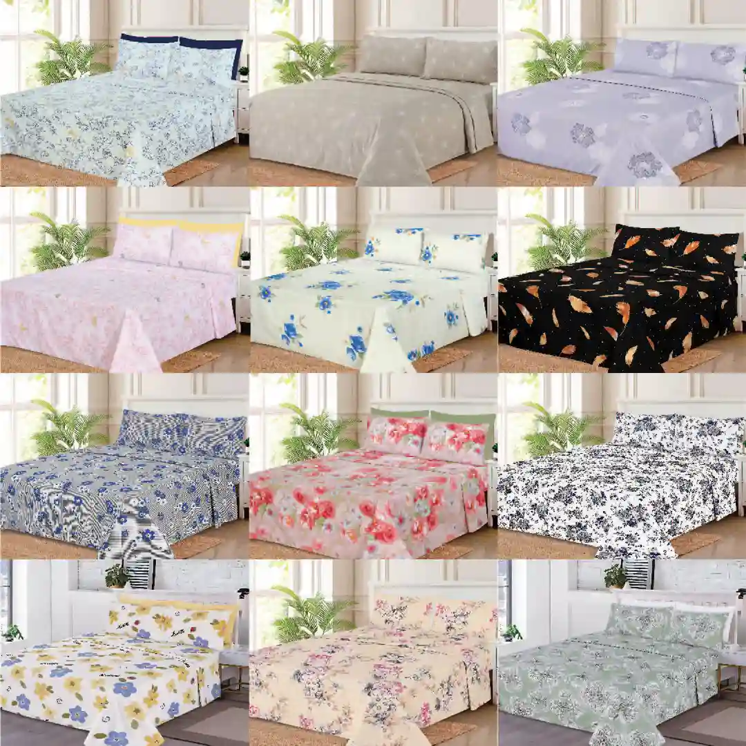 QUEEN WHOLESALE 4 PCS PRINTED BEDSHEET SET (2900S) - BULK CASE WITH 12 UNIQUE DESIGNS - Image 1