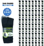 240 PAIRS CREW SPORT SOLE SOCKS BLACK/GREY (MS-017) SIZE (10-13)
