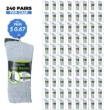 240 PAIRS CREW SPORT SOLE SOCKS GREY/BLACK (MS-017) SIZE (10-13)