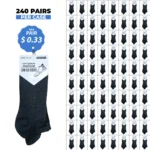 240 PAIRS LOW CUT SOCKS SOFT GROWTH CHARCOAL (MS-025) SIZE (10-13)