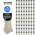 240 PAIRS LOW CUT SOCKS ARCH SUPPORT ECRU (MS-029) SIZE (10-13)