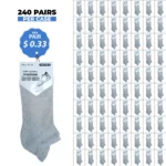 240 PAIRS LOW CUT SOCKS SOFT GROWTH GREY (MS-029) SIZE (10-13)
