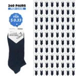 240 PAIRS LOW CUT SOCKS SOFT GROWTH NAVY (MS-025) SIZE (10-13)