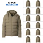 Beige Men's Waterproof Puffer Jacket - 12 PCS