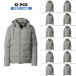 Olive Grey Men's Waterproof Puffer Jacket - 12 PCS