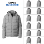 Sky Grey Men's Waterproof Puffer Jacket - 12 PCS