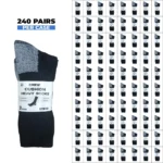 240 PAIRS CREW CUSHION HEAVY SOCKS BLACK/GREY (MS-027) SIZE (10-13)