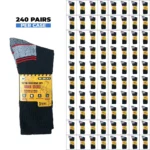 240 PAIRS CREW WORK SOCKS RED LINE BLACK/GREY SIZE (10-13)