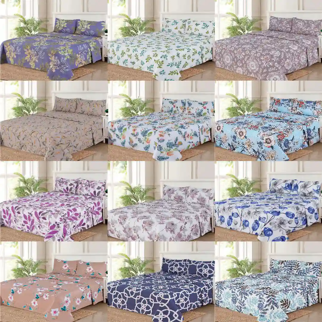TWIN WHOLESALE 4 PCS PRINTED BEDSHEET SET (2900S) - BULK CASE WITH 12 UNIQUE DESIGNS - Image 1