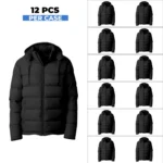Black Men's Waterproof Puffer Jacket - 12 PCS