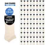 240 PAIRS LOW CUT SOCKS ARCH SUPPORT ECRU (MS-029) SIZE (9-11)