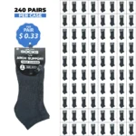 240 PAIRS LOW CUT SOCKS ARCH SUPPORT CHARCOAL (MS-029) SIZE (9-11)