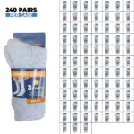 240 PAIRS MEN COTTON DIABETIC CREW SOCKS GREY SIZE (9-11)