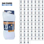 240 PAIRS MEN COTTON DIABETIC CREW SOCKS WHITE SIZE (9-11)