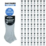 240 PAIRS LOW CUT SOCKS ARCH SUPPORT GREY (MS-029) SIZE (10-13)