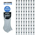 240 PAIRS LOW CUT SOCKS ARCH SUPPORT GREY (MS-029) SIZE (9-11)
