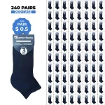 240 PAIRS CREW QUARTER SOCKS NAVY SIZE (10-13)