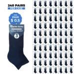240 PAIRS CREW QUARTER SOCKS NAVY SIZE (9-11)