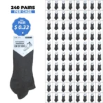 240 PAIRS LOW CUT SOCKS SOFT GROWTH CHARCOAL (MS-025) SIZE (9-11)