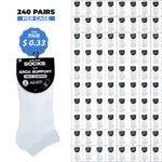 240 PAIRS LOW CUT SOCKS ARCH SUPPORT WHITE (MS-029) SIZE (10-13)