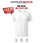Men's Heavy Cotton T-shirt White 80 Pcs Assorted Sizes (S TO 2XL) Wholesale Case
