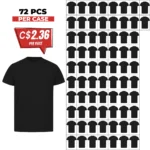 Soft Cotton Unisex T-Shirts Black – 72 PCS Wholesale Case