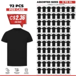 Soft Cotton Unisex T-Shirts Black – 72 PCS Assorted Sizes Wholesale Case - Image 2