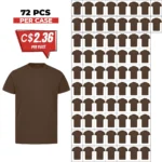 Soft Cotton Unisex T-Shirts Chocolate – 72 PCS Wholesale Case